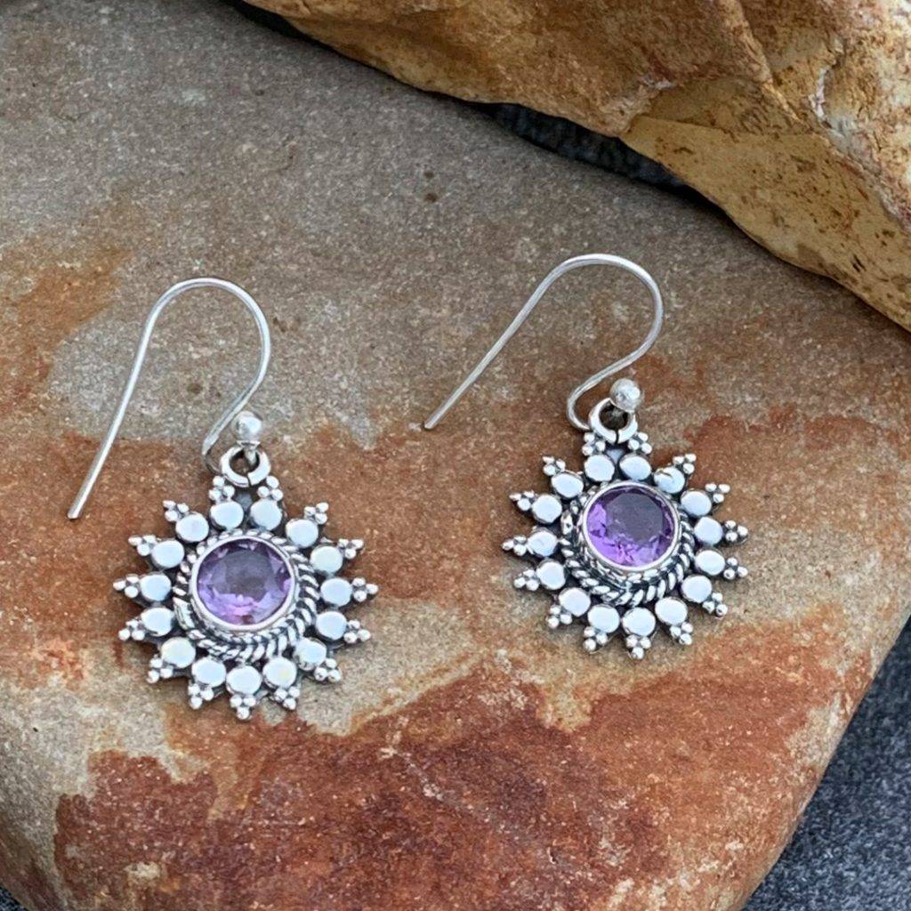 Amethyst Sterling Sunburst Earrings Gle Good Living Essentials