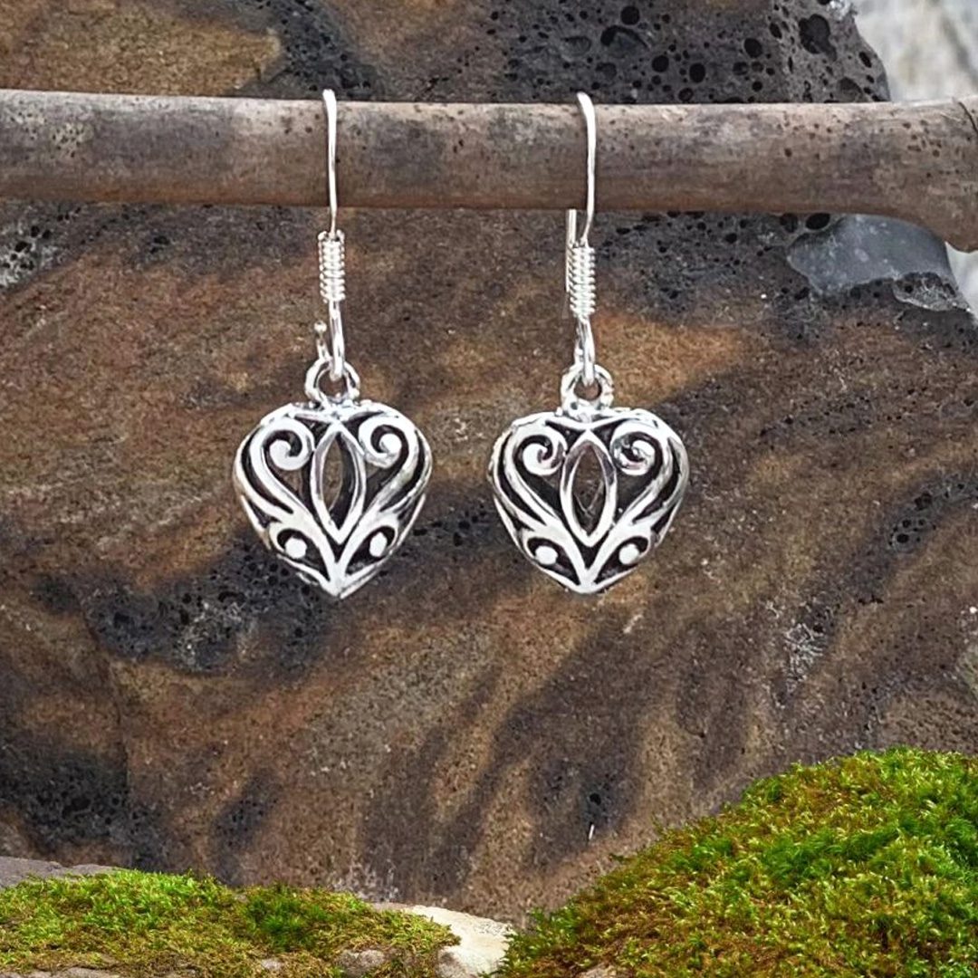 Filigree Sterling Heart Earrings Gle Good Living Essentials