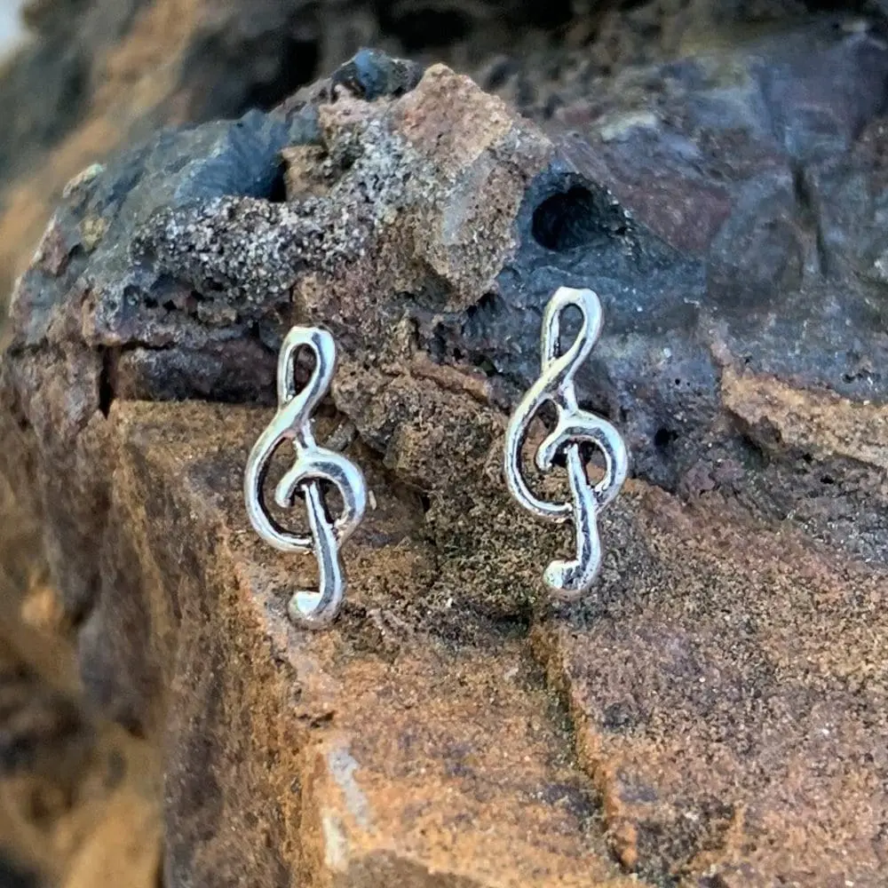 Treble Clef Stud Earrings