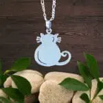 an image of a sterling silver silhouette style fat cat pendant