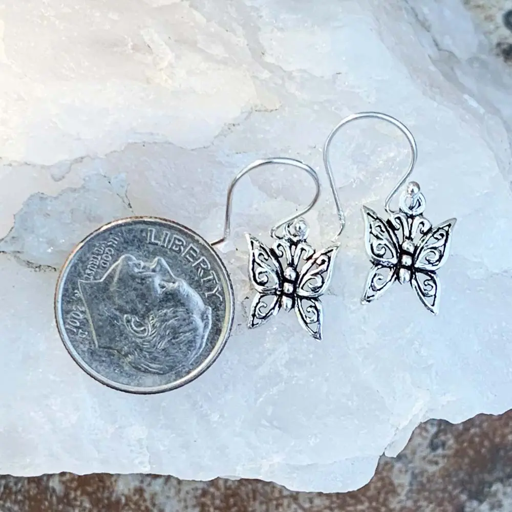 Sterling Butterfly Dangle Earrings - Image 2