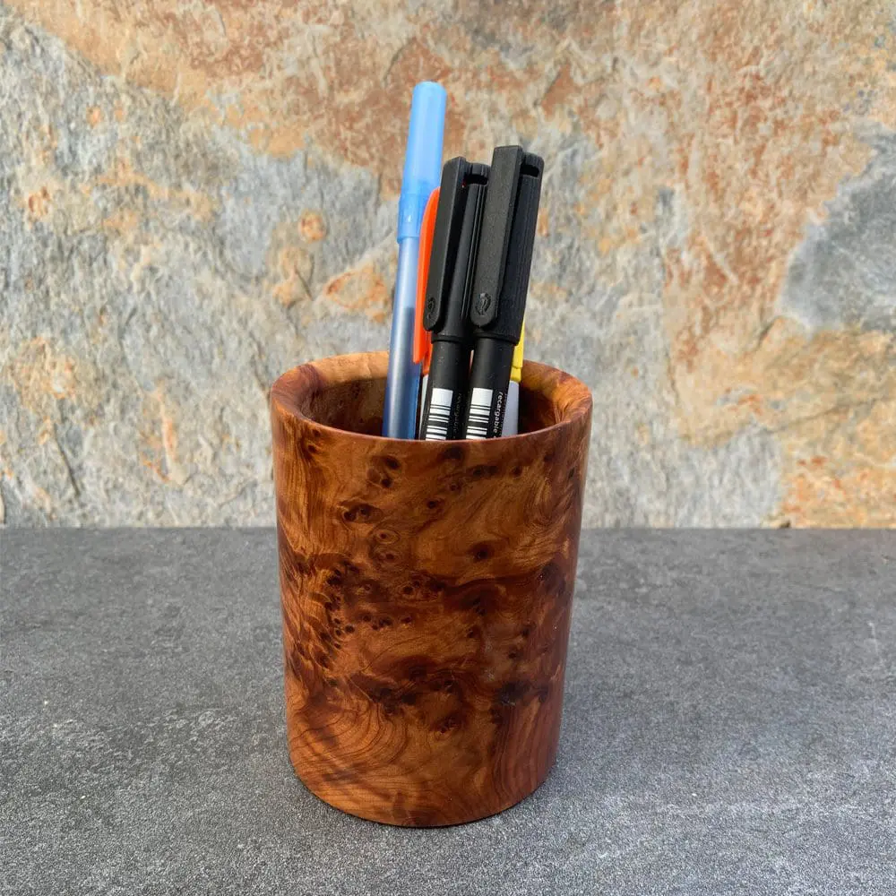 Moroccan Thuya-Wood Pen Holder - Image 2