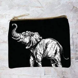 an image of a Black and White Elephant Coin Purse