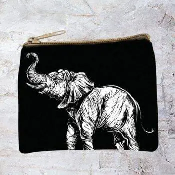 an image of a Black and White Elephant Coin Purse