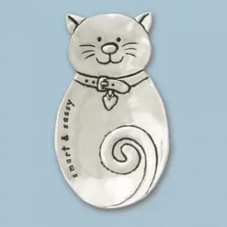Smart & Sassy Cat Pewter Small Tray