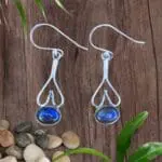 An image of a pair of Labradorite and Sterling Silver Heart Earrings