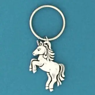 Happy Unicorn Pewter Keychain