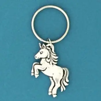 Happy Unicorn Pewter Keychain