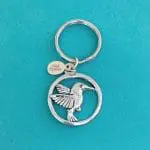 Flying Hummingbird Pewter Keychain