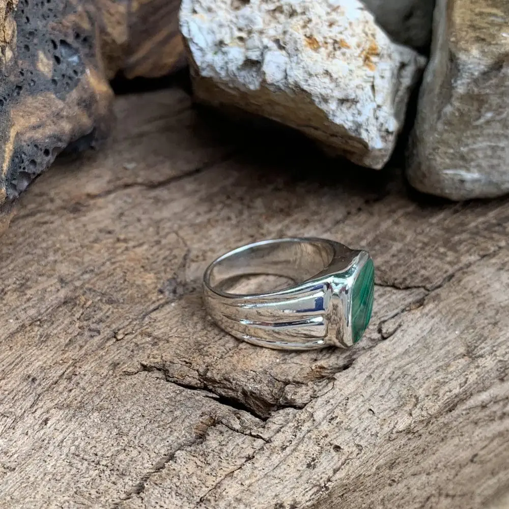 Malachite Sterling Ring Side
