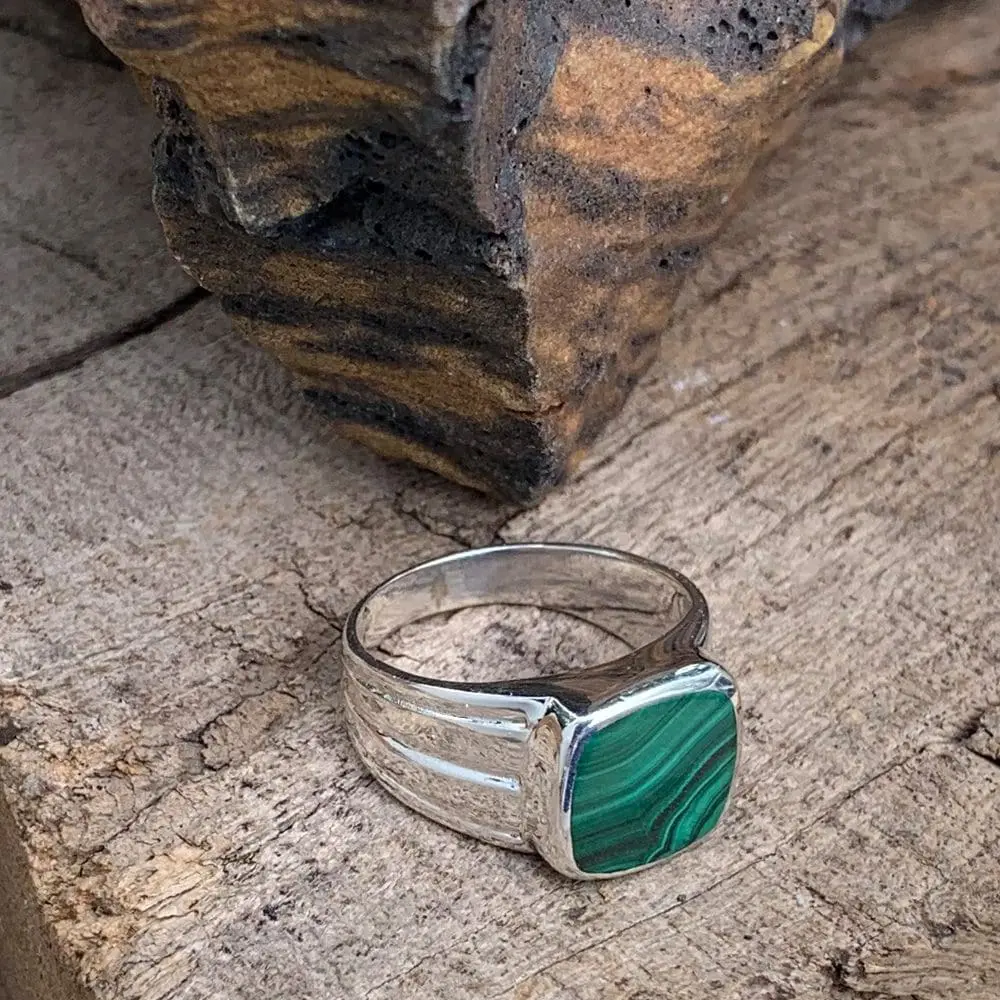 Malachite Sterling Silver Ring - Image 2