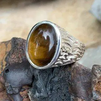 Genuine Tiger Eye Sterling Silver Ring