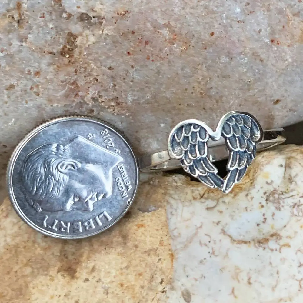 Sterling Angel Wings Ring