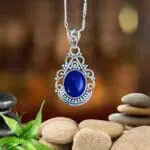 an image of an Oval Lapis Lazuli and Filigree Sterling Silver Pendant