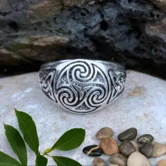 an image of a Celtic Triskelion Sterling Ring for Men