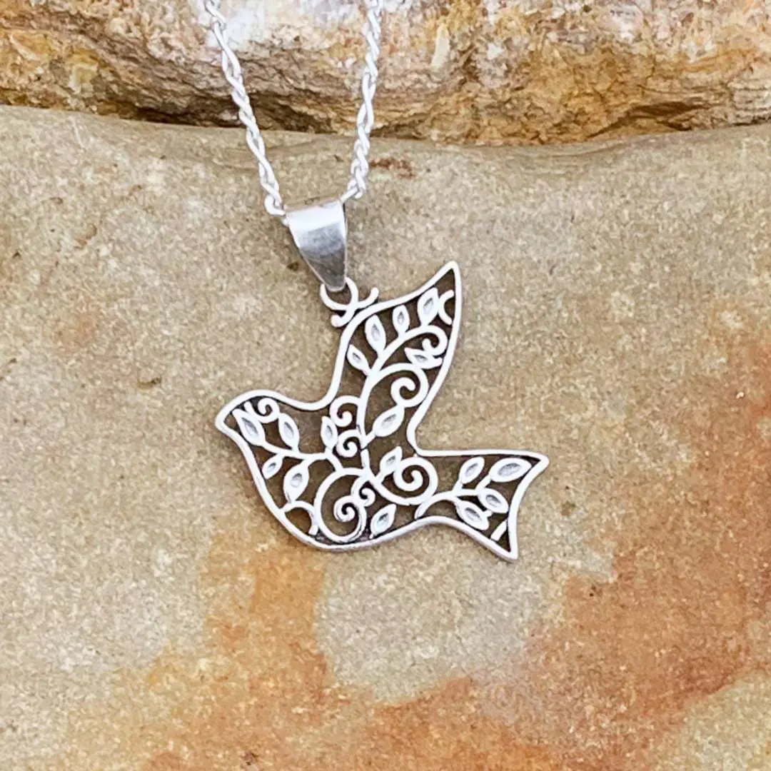 Filigree Dove Sterling Pendant