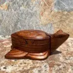 an image of a handcrafted wooden Sea Turtle Puzzle Box