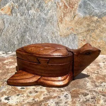 an image of a handcrafted wooden Sea Turtle Puzzle Box