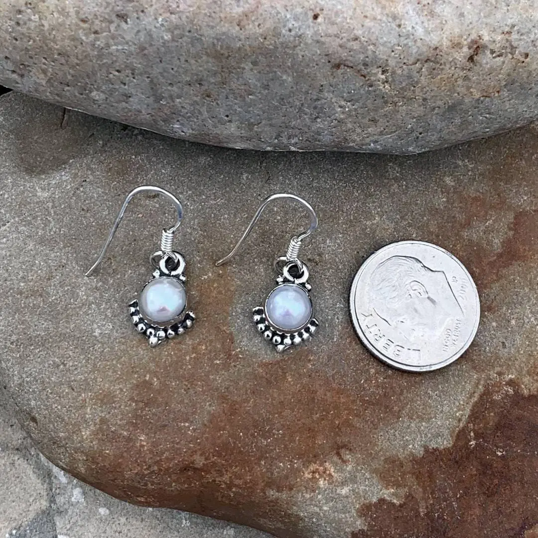 Petite Pearl & Sterling Earrings