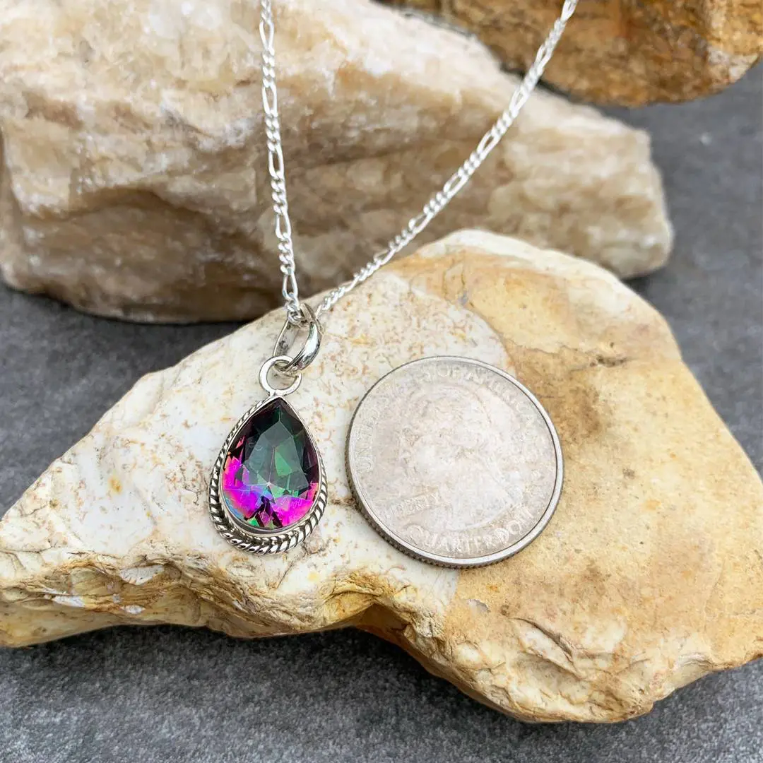 Mystic Topaz and Sterling Silver Pear-Shaped Pendant - Image 3