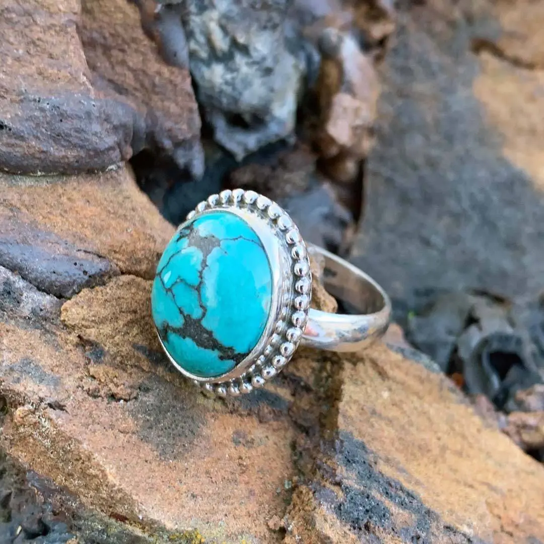 Oval Sterling & Turquoise Ring
