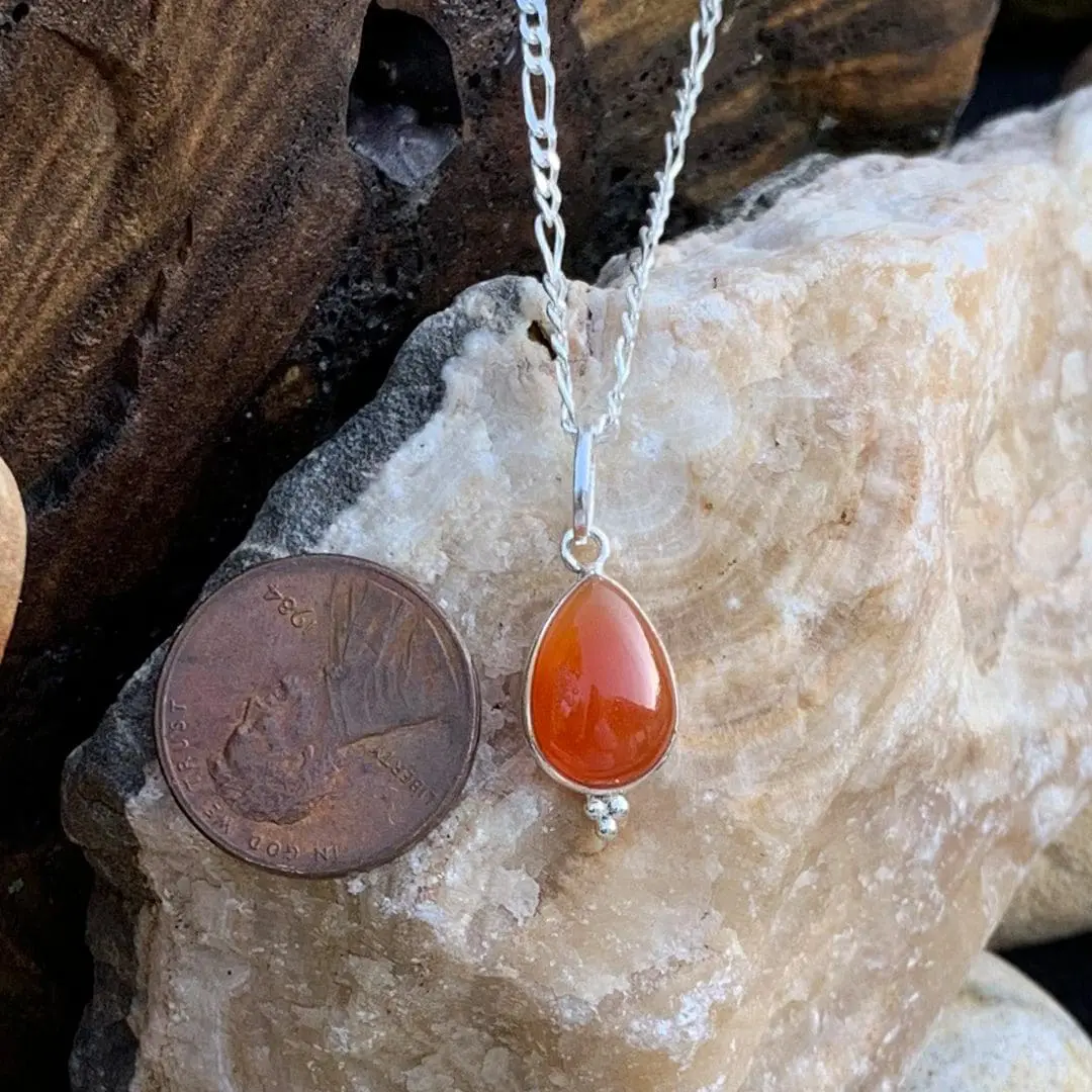 Petite Teardrop Carnelian Pendant