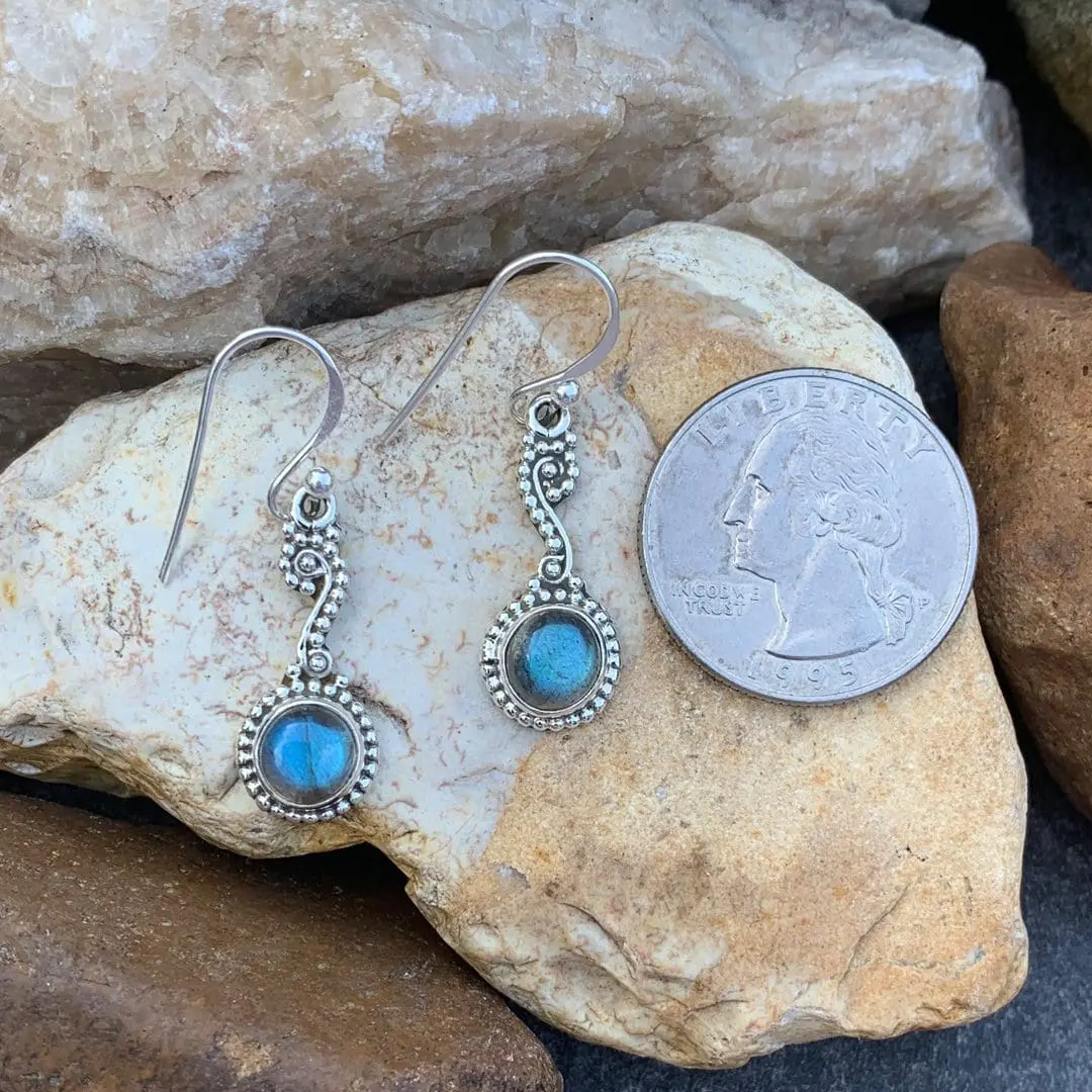 Labradorite Sterling Swirl Earrings