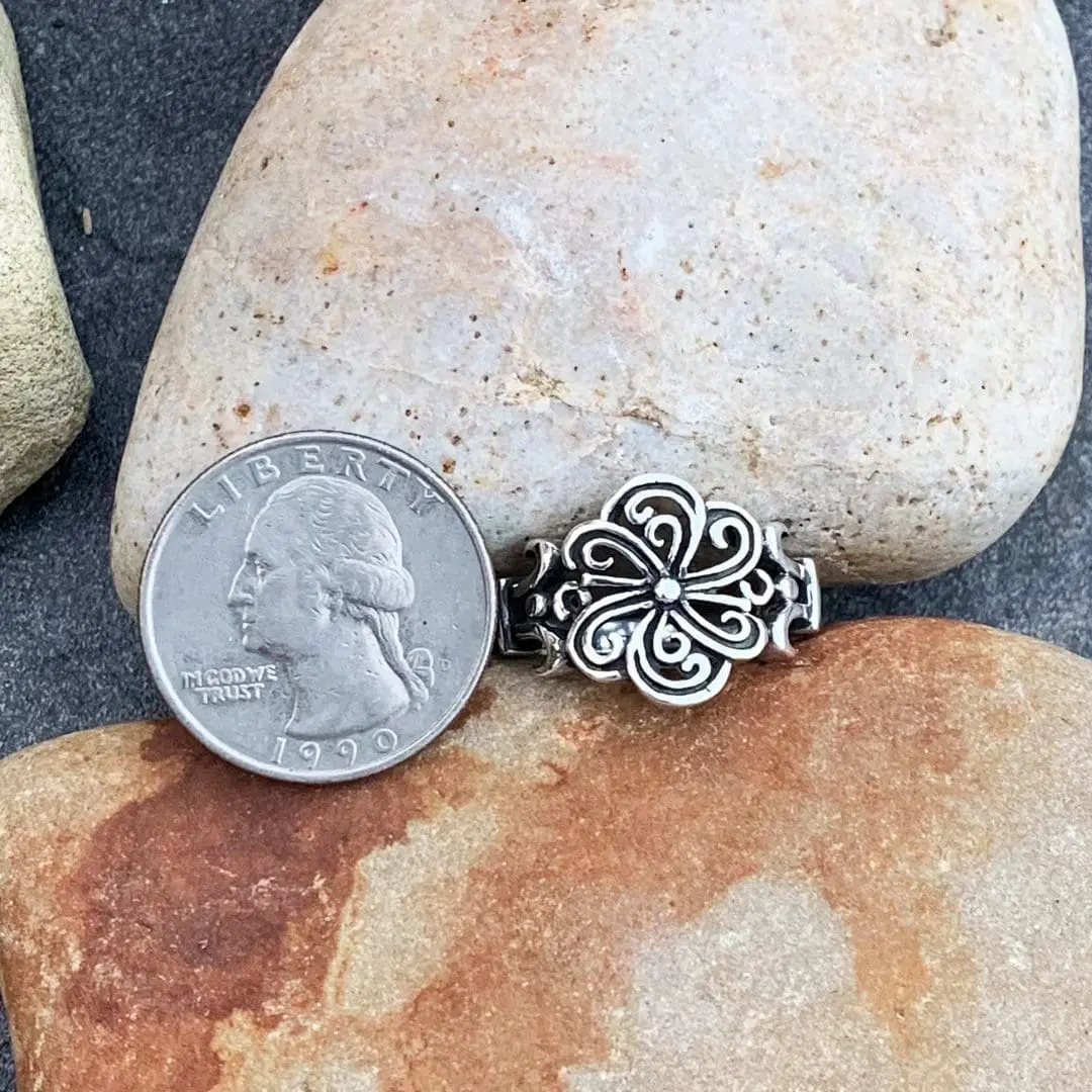 Sterling Swirling Flower Ring