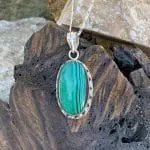 Green Malachite Oblong Sterling Pendant