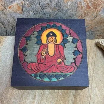 Multicolor Wood Box with Buddha on Top
