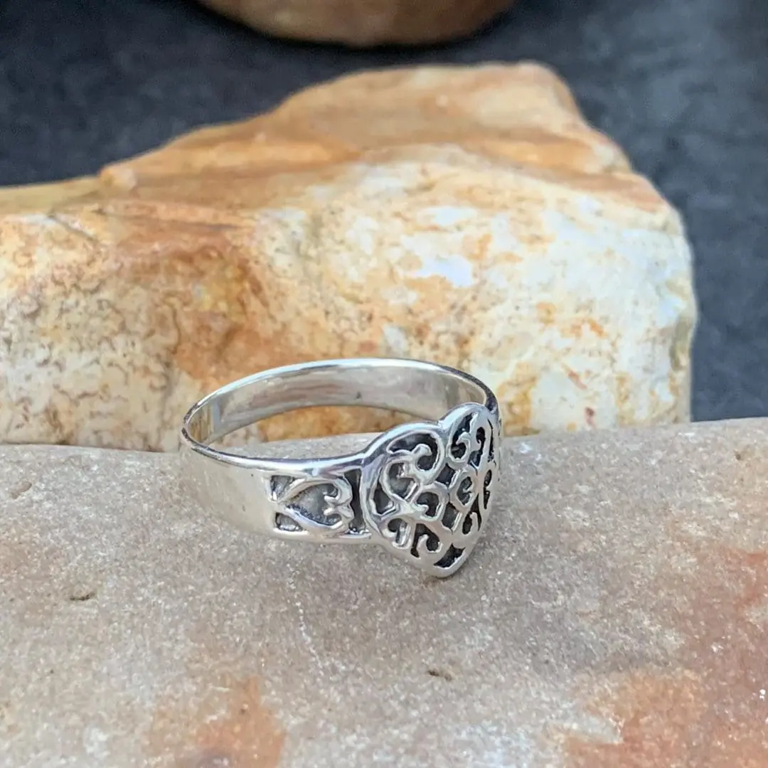 Sterling Romantic Heart Ring