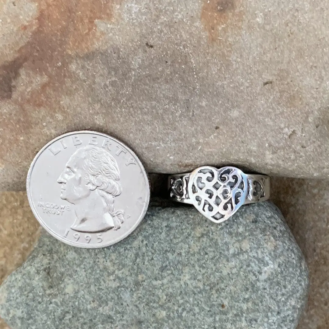 Sterling Romantic Heart Ring