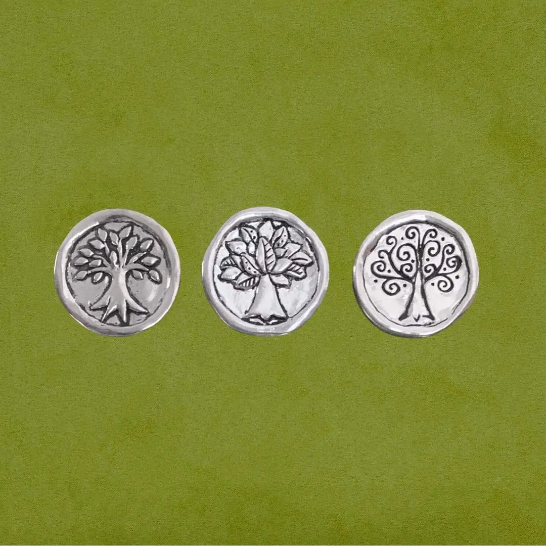 Three Pewter Magnets with Different Trees