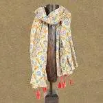 Gold and Blue Tasseled Scarf