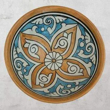 Sky Blue & Saffron Moroccan-Pottery Bowl