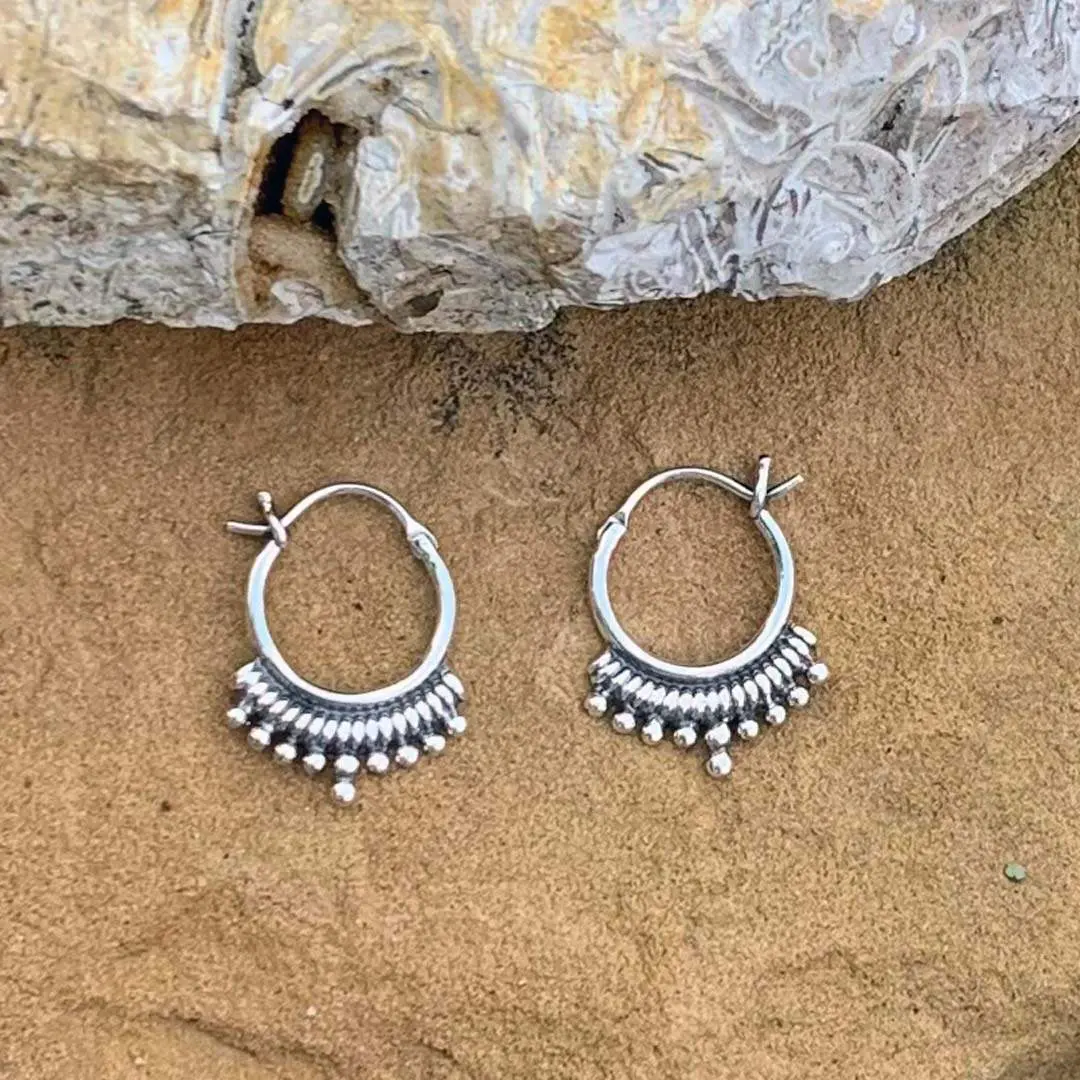 Petite Bohemian Sterling Click-Hoops