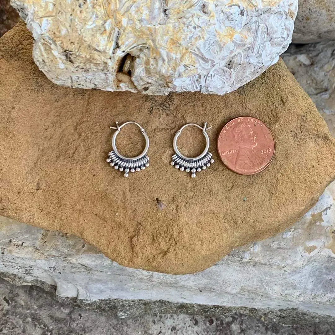 Petite Bohemian Sterling Click-Hoops