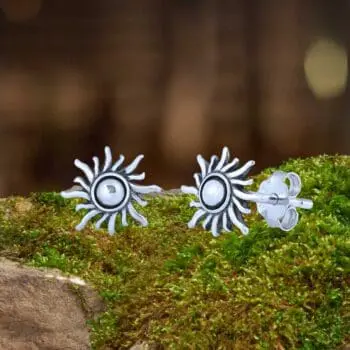 an image of a pair of Flaming Sun Sterling Silver Stud Earrings