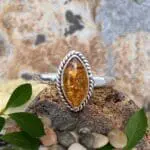 an image of a Marquise Amber and Sterling Silver Ring