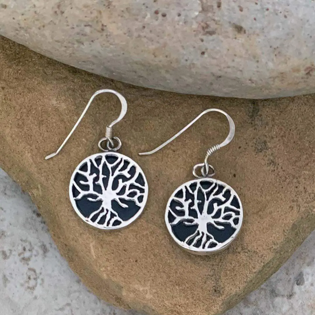 Black Onyx Celtic Tree Earrings