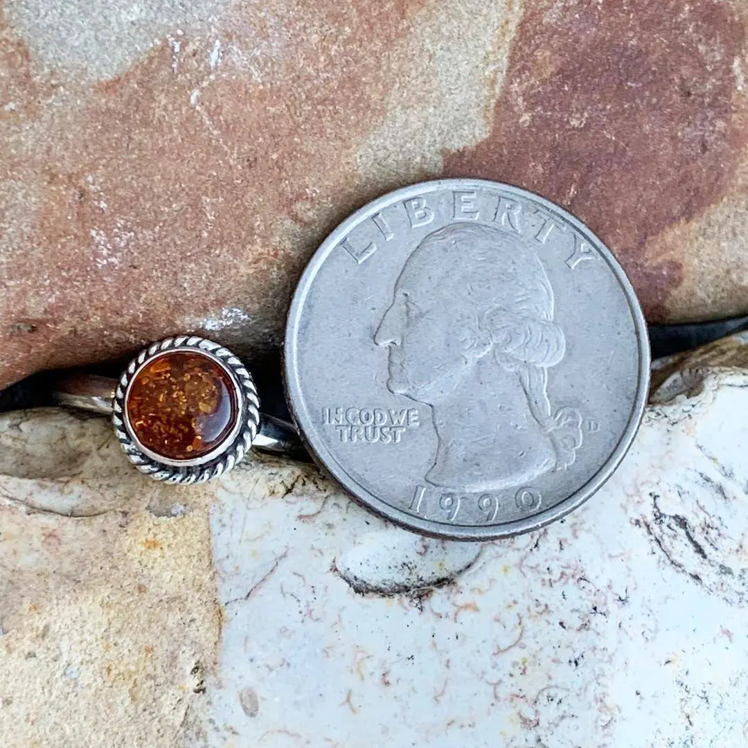 Round Amber Sterling Ring - Image 2