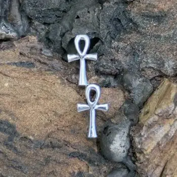 an image of a pair of Sterling Silver Ankh Stud Earrings