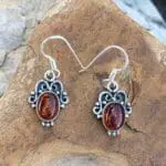 Amber Sterling Dangle Earrings