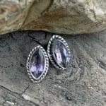 an image of a pair of Marquise Amethyst and Sterling Silver Stud Earrings