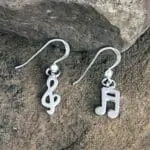 Sterling Silver Treble Clef and Double Eighth Note Earrings
