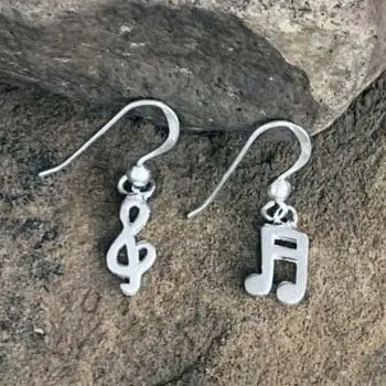 Sterling Silver Treble Clef and Double Eighth Note Earrings