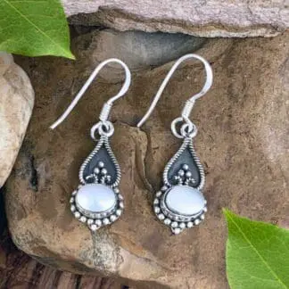 Sterling Heart and Pearl Earrings