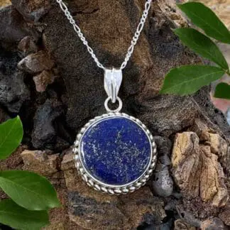 Silver-Laced Lapis Round Pendant