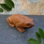 Handcrafted Moroccan Wood Frog that is 7 inches long