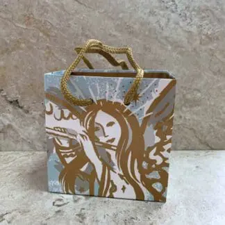 Petite Gold and Blue Angel Christmas Gift Bag